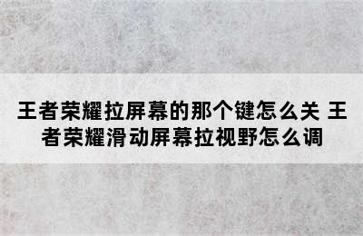 王者荣耀拉屏幕的那个键怎么关 王者荣耀滑动屏幕拉视野怎么调